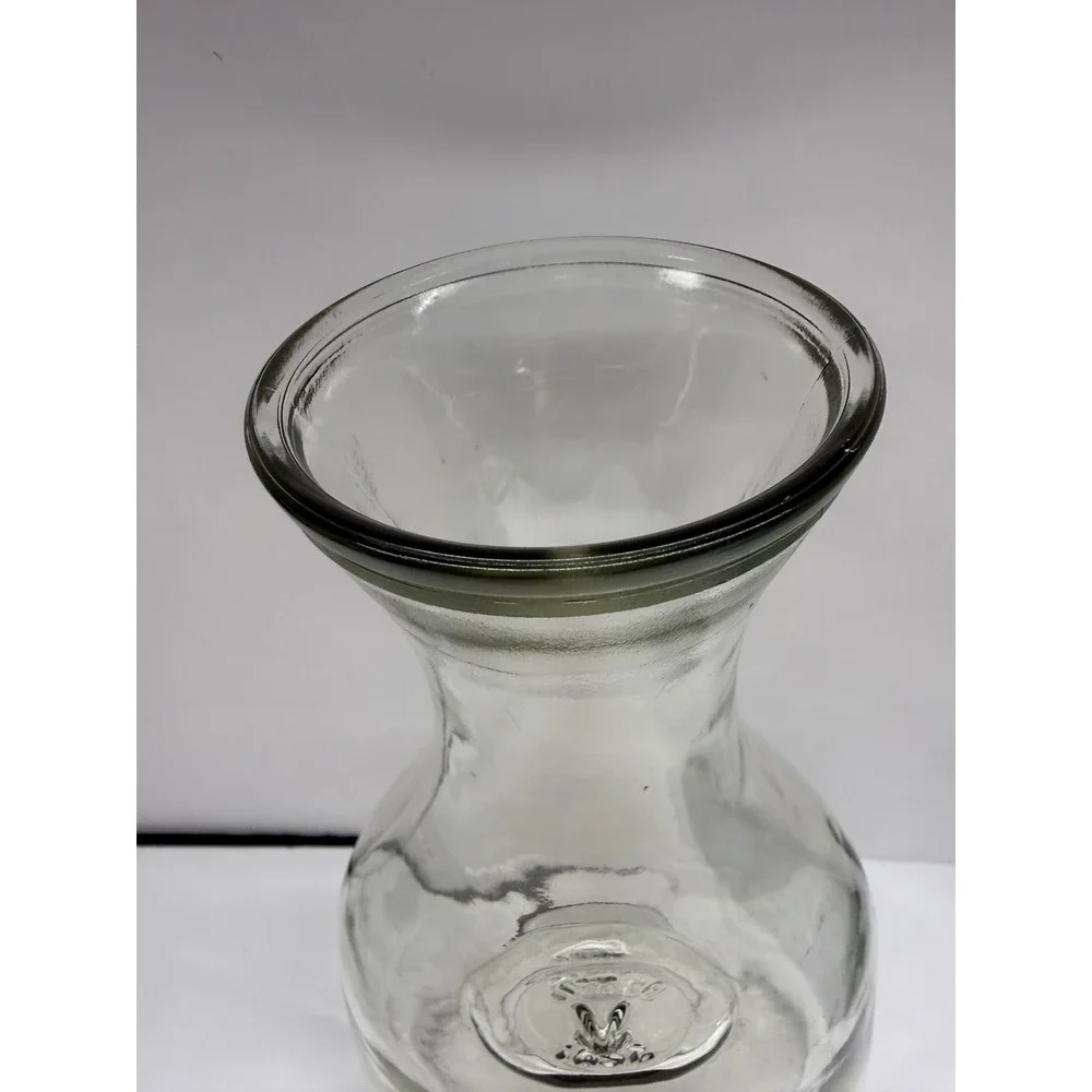 Vintage Style Clear Glass Carafe Decanter Since 1852 Embossed Seal WideBase 1.5L